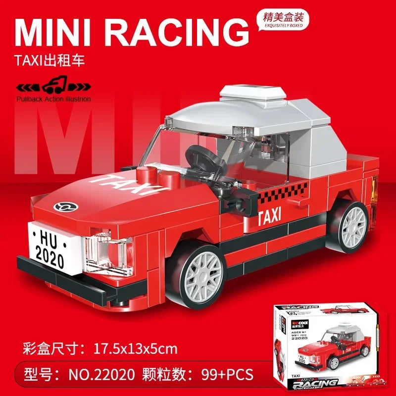 Racing Car Bus Engineering Vehicle Ambulance Pull Back Model Building Blocks Brick Toys Children Boys Birthday Gift Brick