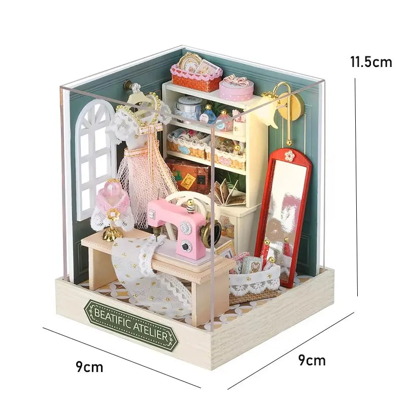 Doll House Kit Mini DIY Flower House Handmade 3D Puzzle Assembly Building Toys Home Bedroom Decoration With Furniture DollHouses
