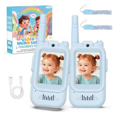 2 Pack Video Walkie Talkies for Kids Rechargeable Toddler Toys for Indoor Camping Travel Birthday Gfits for Kids Ages 3-12