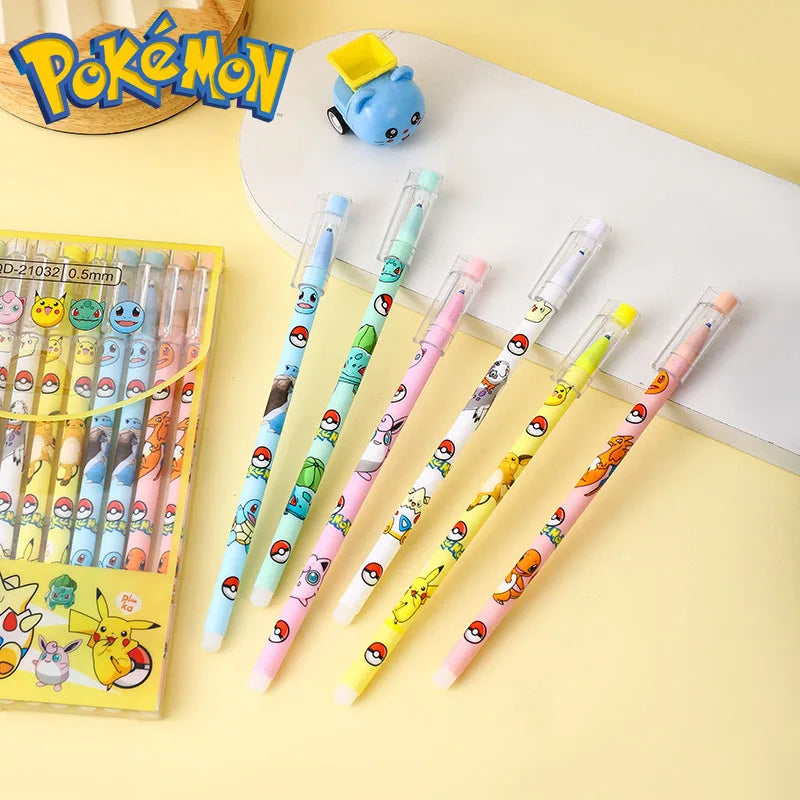 5pcs Pokemon 0.5mm Neutral Pen Cute Student School Supplies Cartoon Stationery Pikachu Anime Rubbable Pen Kids Birthday Gifts