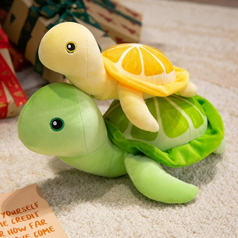25/35CM Cartoon Simulation Anime Little Lemon Turtle Stuffed Animal Plush Doll Cute Turtle Soothing Kids Sleeping Toys Handmade
