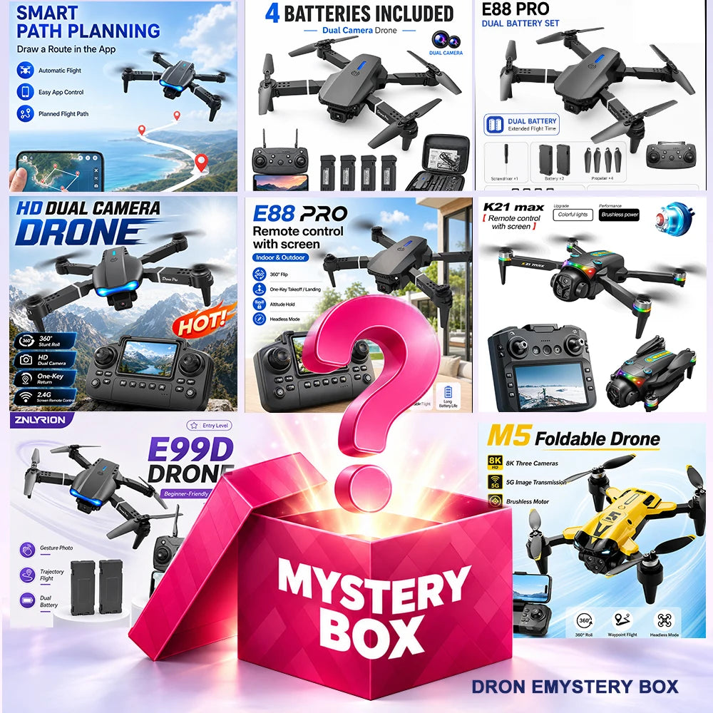 ZNLYRION  Mini Full Protective Drone YL3PK With 2.4 Inch Screen Remote Dual Camera Optical Flow Hover 2 Batteries Indoor RC Quadcopter