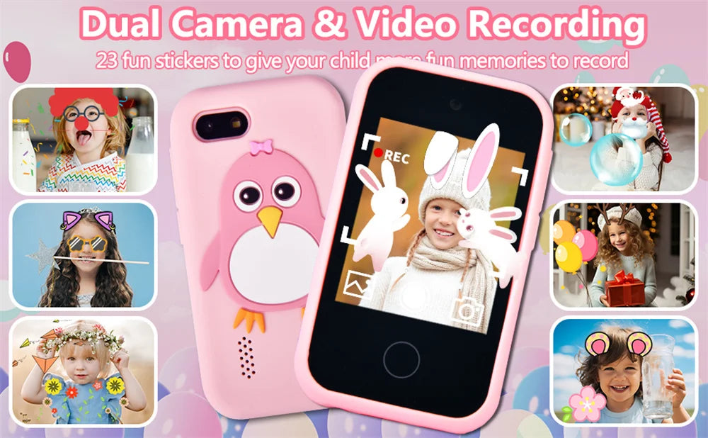Kids Smart Phone Camera Toy Phone 40+ Games Touch Screen Learning Toy For 3-12 Year Old Boys Girls MP3 Player Birthday Gifts