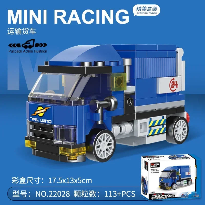 Racing Car Bus Engineering Vehicle Ambulance Pull Back Model Building Blocks Brick Toys Children Boys Birthday Gift Brick