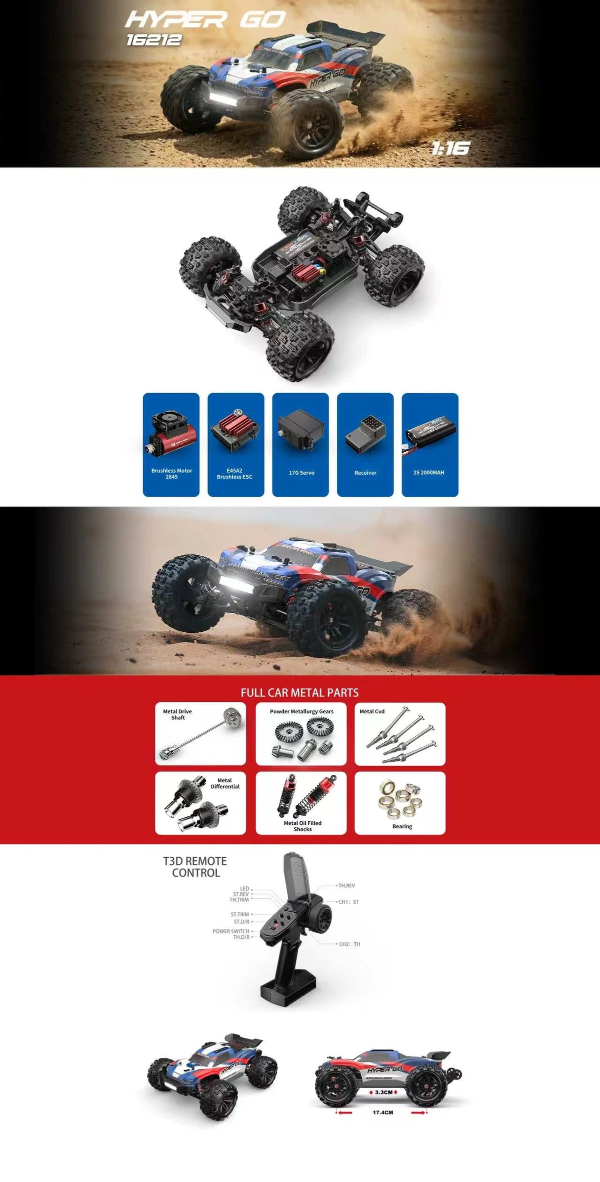 NEW 1/16 MJX 16212 16213 16218 Brushless RC Car 45KM/H High Speed Off Road Buggy 2.4G Remote Control Truck RC Racing Vehicle Toy