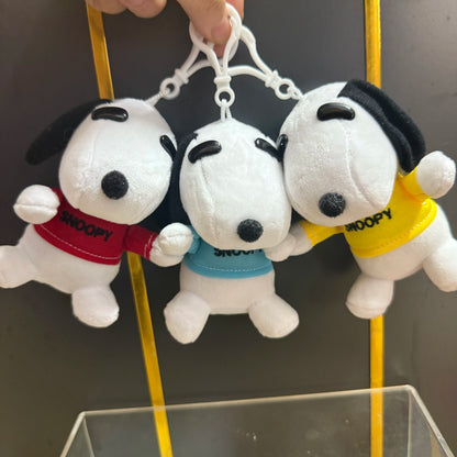 3piece 11CM Cute high quality Peanuts Snoopy Plush pendant toys Snoopy dog Woodstock KEY CHAIN animal toys