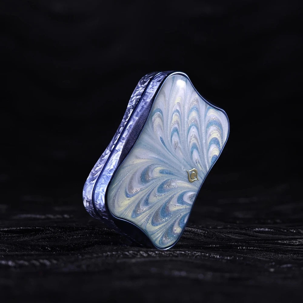 Peacock Aura Sand Slim Pro Unlimited Pushing Slider Fidget Slider Stainless Steel Titanium Zirconium Stress Relief Toy For Adult