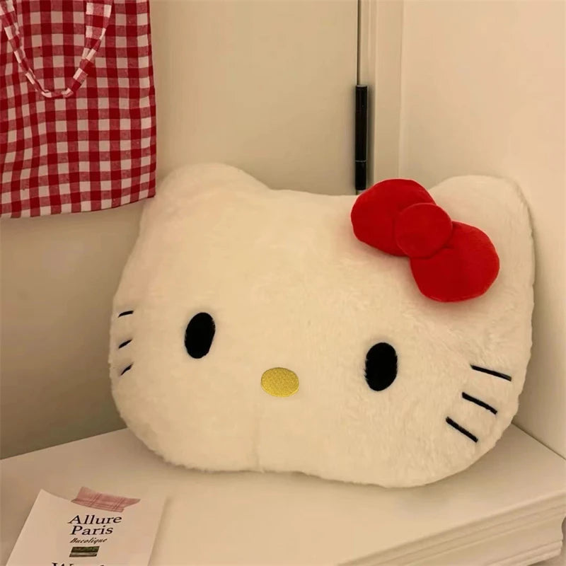 Anime Sanrio Hello Kitty Cute Cartoon Head Plush Pillow Sofa Bedside Cushion Car Cushion Nap Pillow Birthday Gifts for Girl