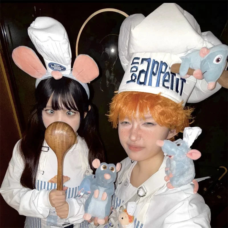 Ratatouille Cartoon Funny Plush Mouse Headband for Washing Face Taking Photos and Daily Use Perfect Gift and Anime