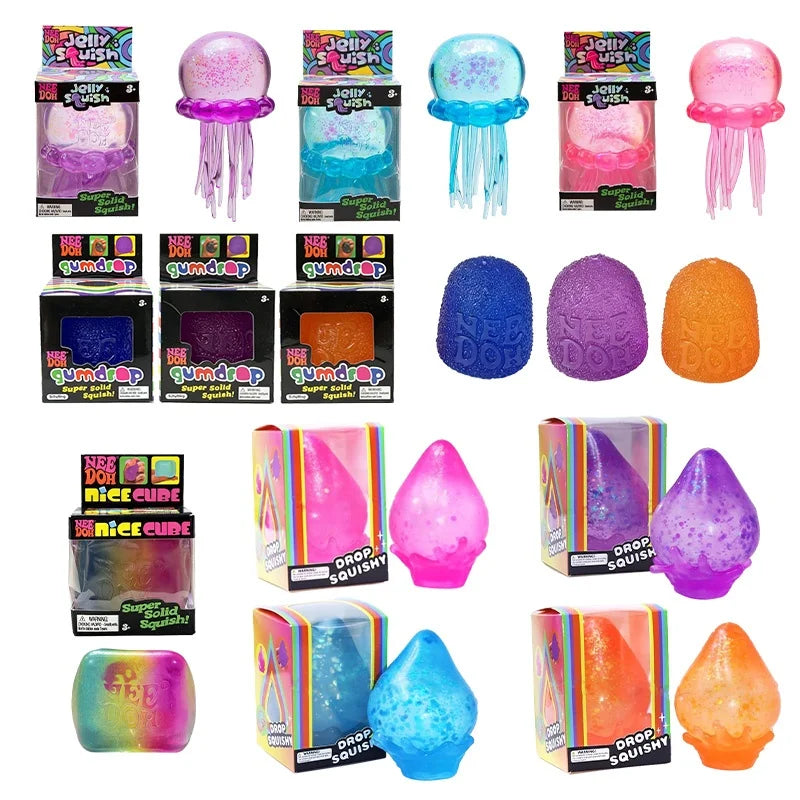 Schylling Needoh Maltose Dream Drop Cube Gumdrop Jellyfish Slow Rising Decompression for Sensory Squeeze Relax Stress Relief Toy