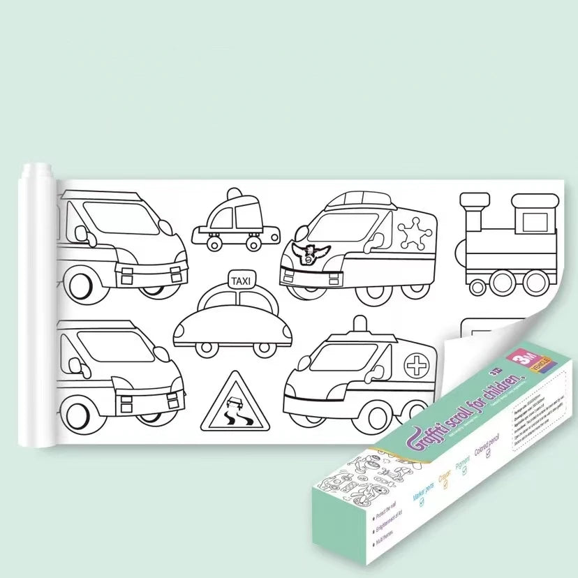 Children's Drawing Roll DIY Coloring Paper Roll Color Filling Paper Graffiti Scroll Paper-cut for Kids Painting Educational Toys