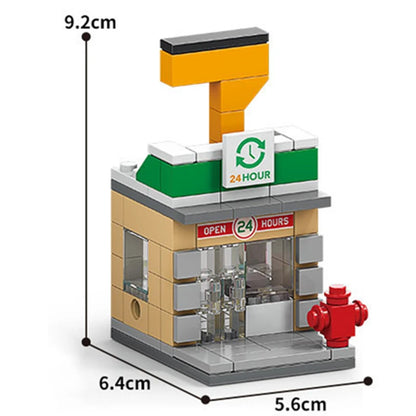 NEW DIY Makeup Convenience Store Flower Shop Hair Salon Piano Game Hall Fruit Bookstore Building Blocks Bricks Movie Model Toy