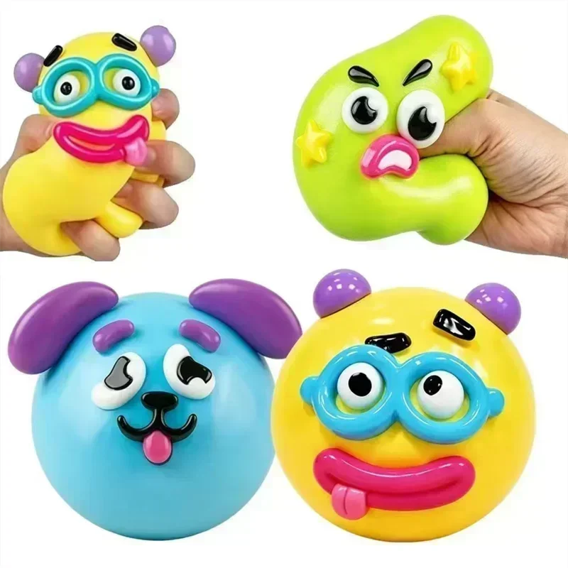 New Smushers Squishy Pinch Pressure Ball DIY Emoticons Dog Face Slow Rebound Squeeze Squishy Soft Decompression Adult Fun Gifts