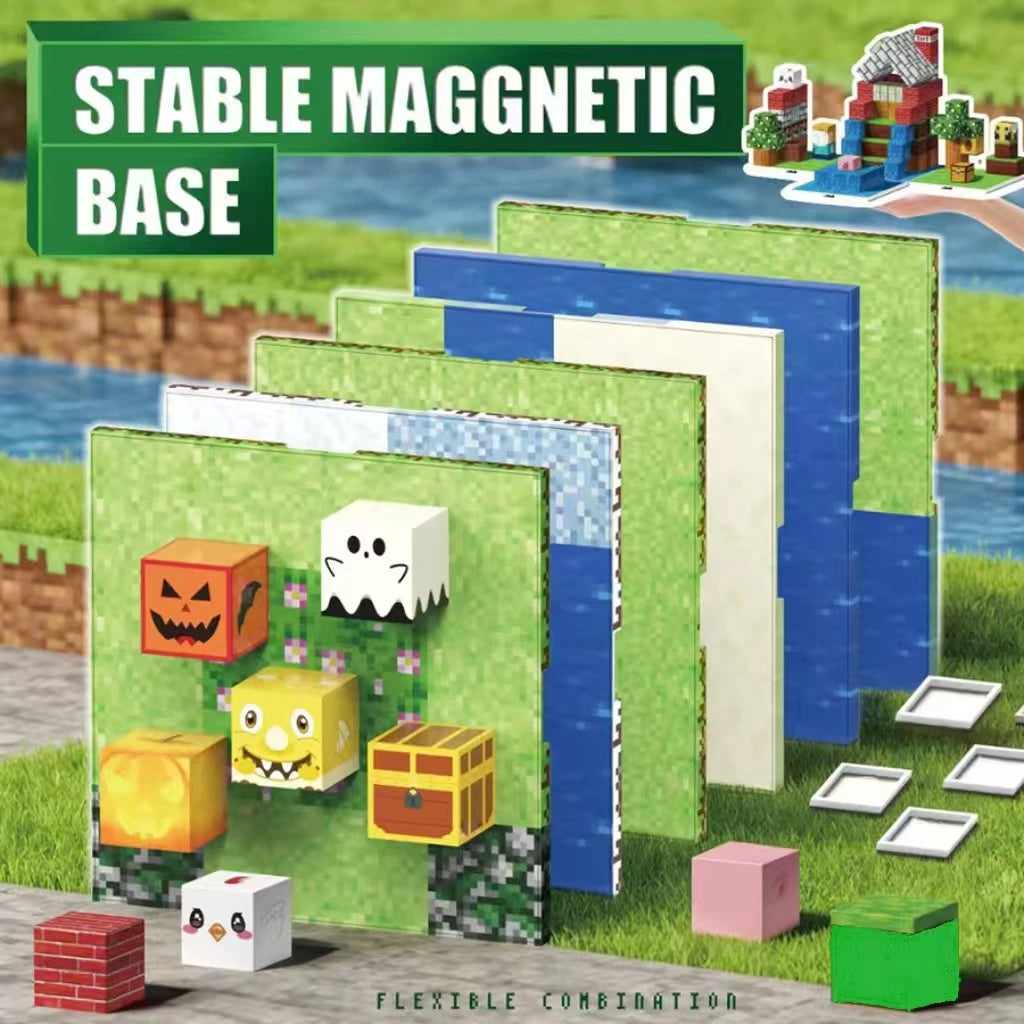 Variety Magnetic Interlocking Base Plates, Fit Pixel Magnetic Blocks, Kids Toy Gifts for Birthday Halloween Xmas