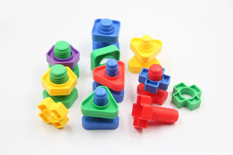 5Set Screw Building Blocks Plastic Insert Blocks Nut Shape Toys for Educational Toys Montessori Scale Models Gift