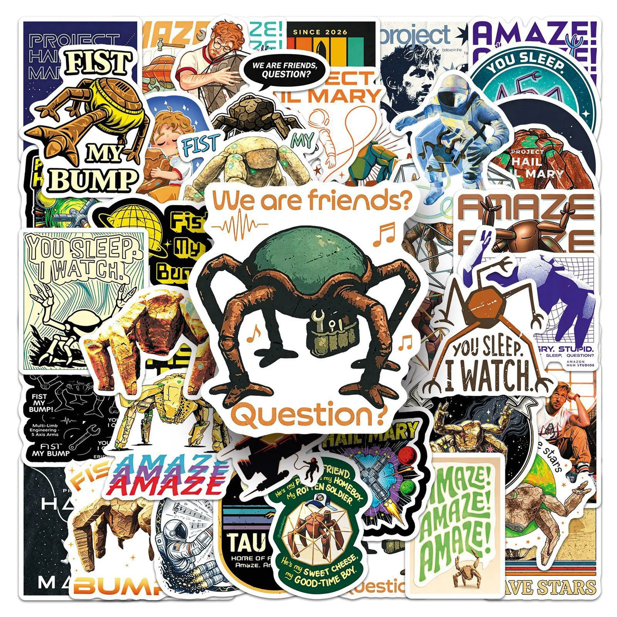 50Pcs Project Hail Mary Stickers Decals For Laptop Scrapbook Luggage Guitar Helmet DIY Graffiti Aesthetic Stickers