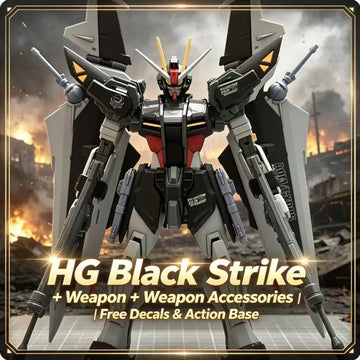 41 HG 1/144 Black Strike Mecha with Wing Backpack & Equipment Parts, Assembly Model Kit, Collectible Decor & Gift for Boys