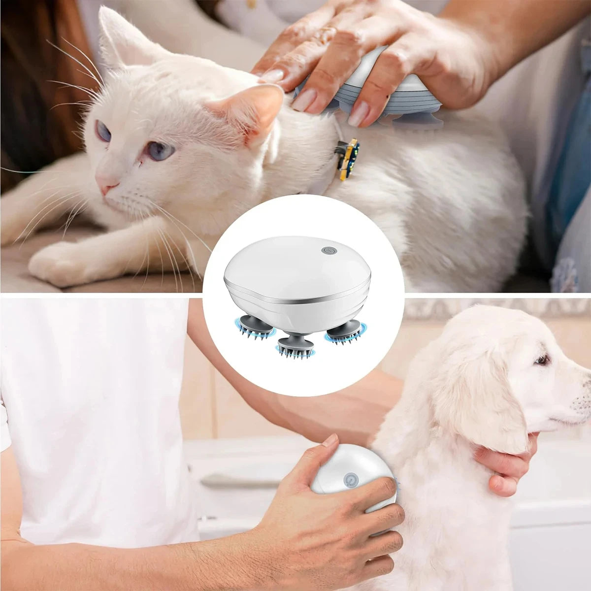 2-in-1 Electric Scalp Cleaner & Pet Massager – Deep Vibration Brush for Hair Wash & Pet Relaxation, Rechargeable & Easy to Clean