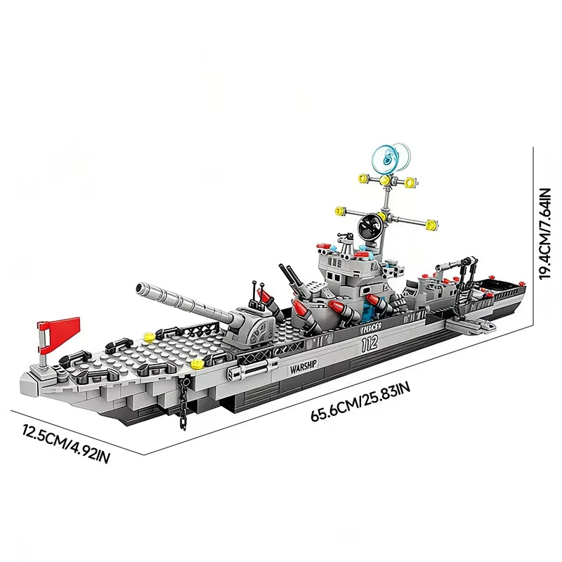 65CM Super Large Navy Warship Building Blocks Army Ship Model 6 in 1 Multi Shape Building Blocks Toy Set for Boys Toys