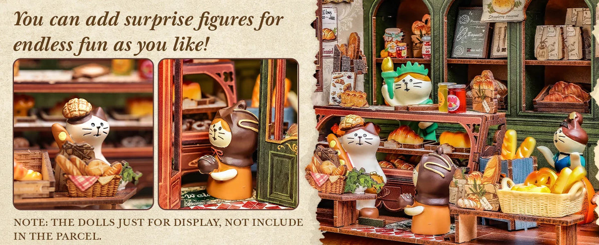 Original CUTEBEE 216pcs Mrs.Hunt Bakery Book Nook Kit DIY Miniature House Bakery Dessert Shop Dollhouse Booknook for Adults Tiny House Bookshelf Decor 3D Wooden Puzzle DIY Craft Gifts for Family Friends book nook para montar