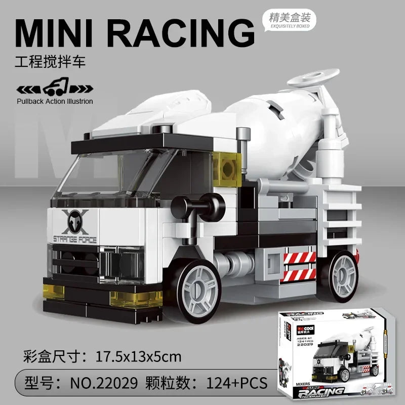 Racing Car Bus Engineering Vehicle Ambulance Pull Back Model Building Blocks Brick Toys Children Boys Birthday Gift Brick