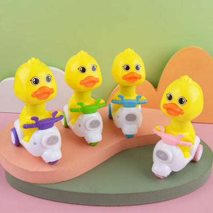 Manual Pressing Head Free Rotation Cute Duck Press Car Motorcycle Anti-collision And Anti Drop Baby Toys Mini Car For Kids