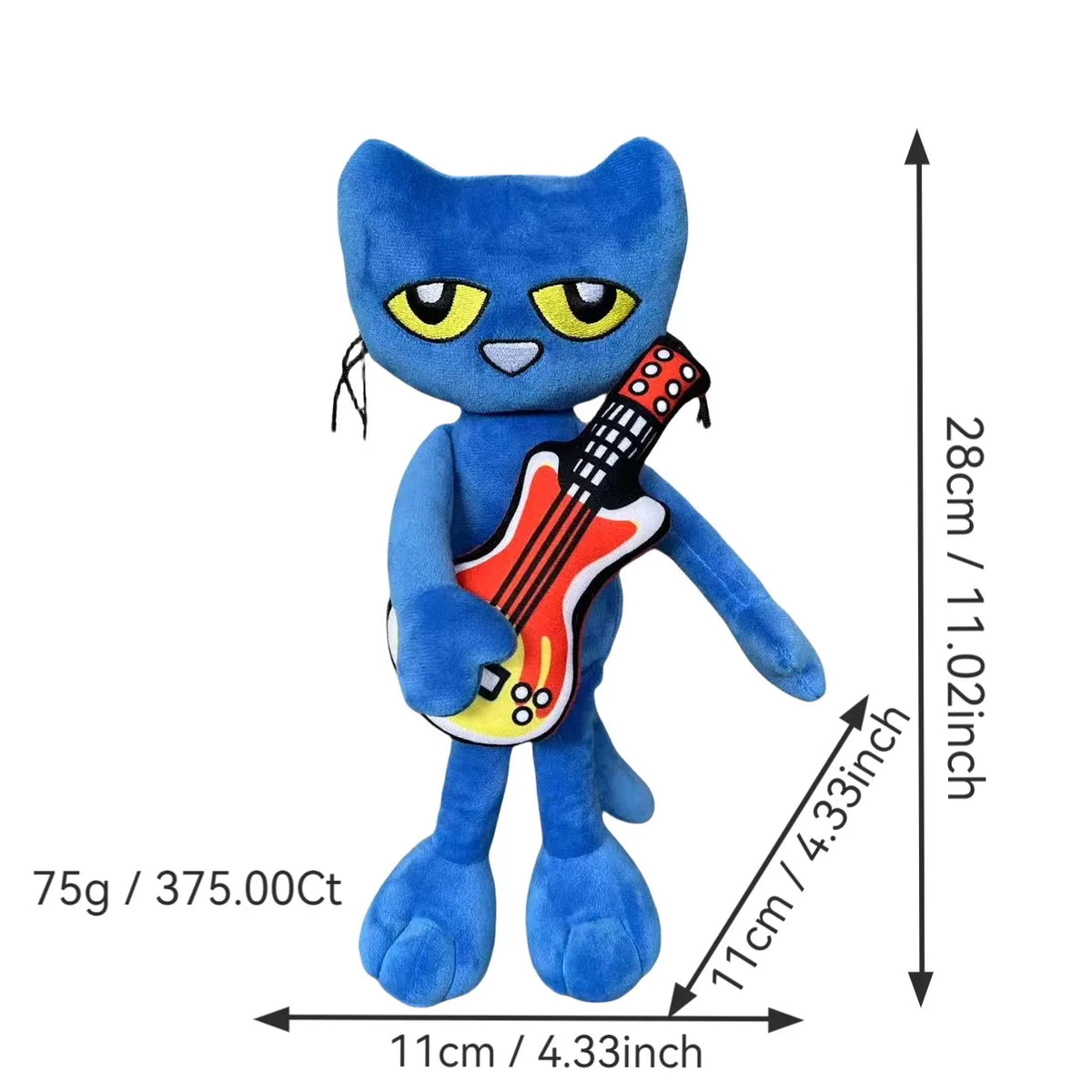 New 30cm Pete the Cat Plush Doll Pizza Party Soft Plush Blue Cat Stuffed Animal Toy Super Soft Pete Kitty