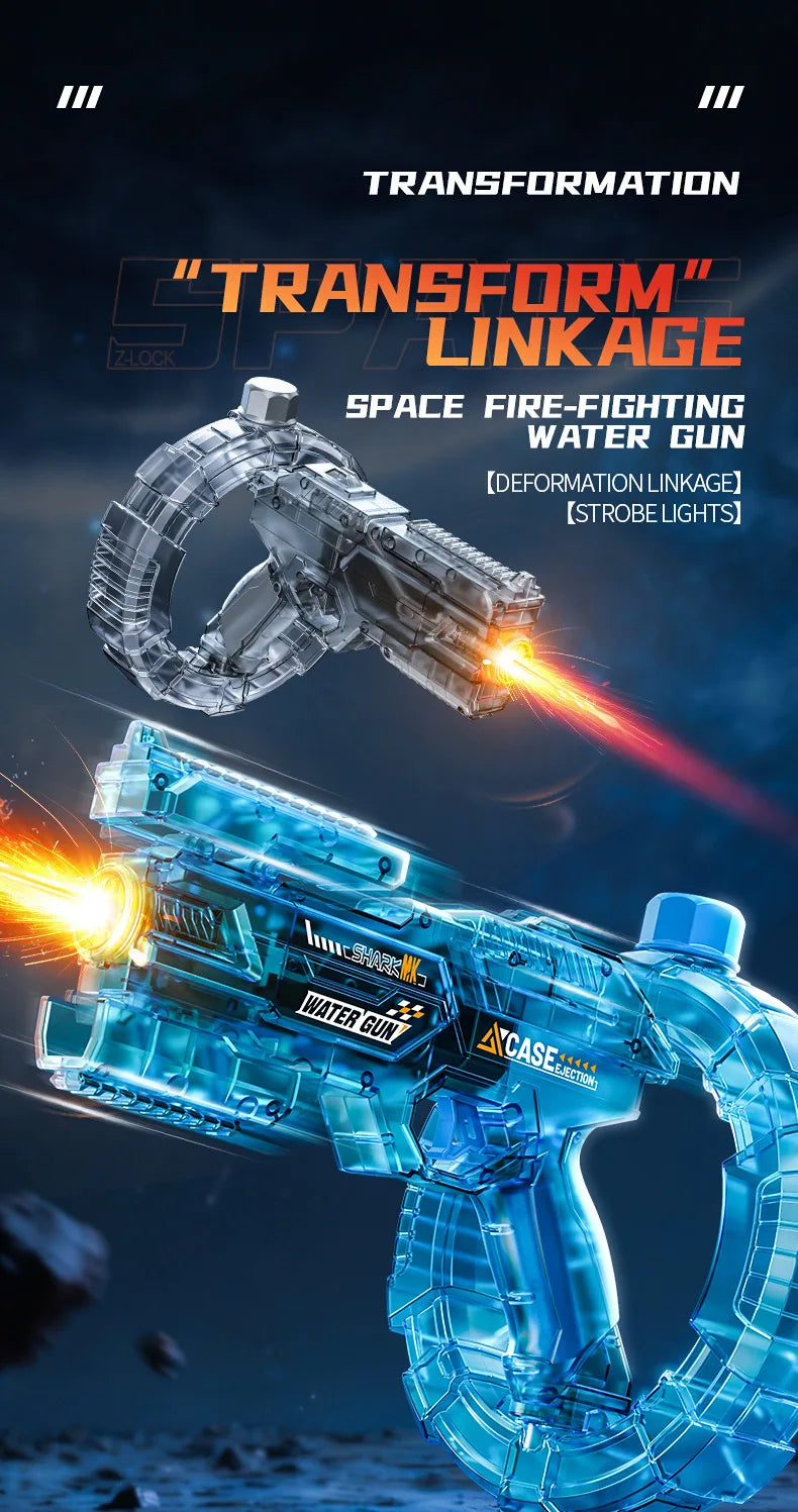 Gatling Rotating Electric Water Gun with Light-Up High Speed Continuous Shooting Powerful Water Blaster Summer Outdoor Toy