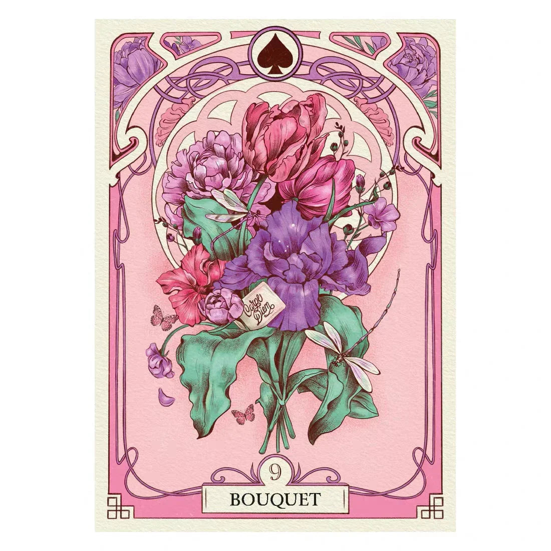 Art Nouveau Floral Romantic Oracle Cards 37Pcs English Divination Deck For Party Table Game