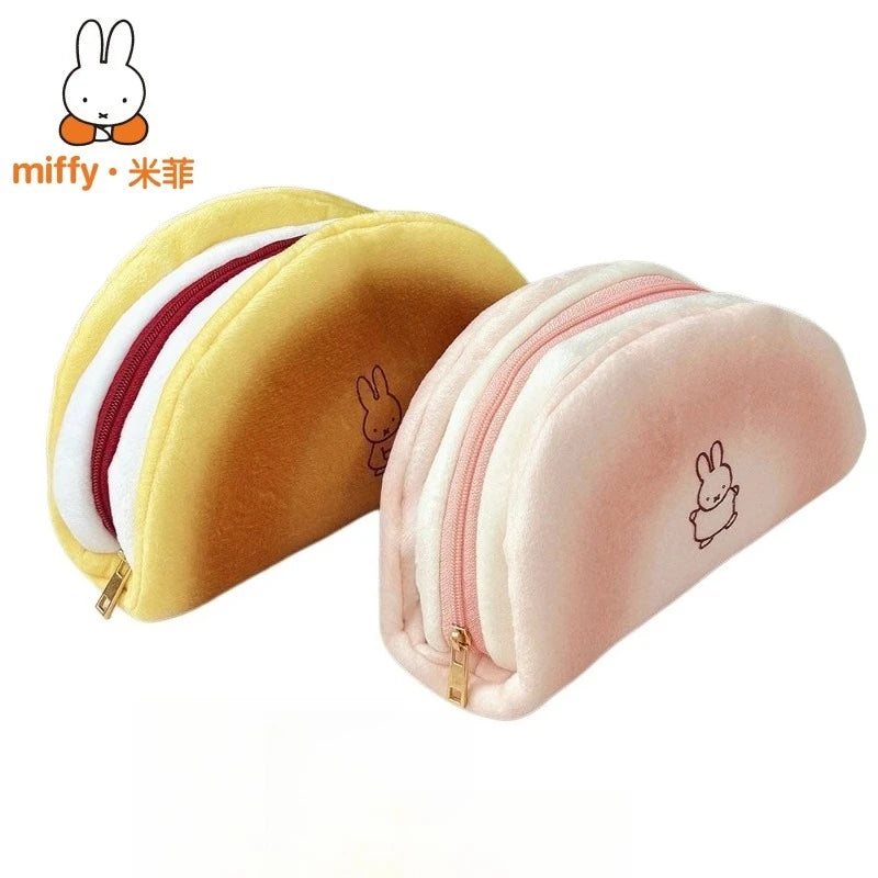 New Miffy Cartoon Multifunctional Design Simple Cosmetic Bag Cute Bread Design Stationery Bag Creative Stationery Storage Bag
