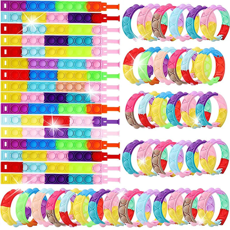 Push Pop Bubble Sensory Bracelet Fidget Toy for Kids Stress Reliever Classroom Reward Party Favors Children's Gift Pop Bracelet