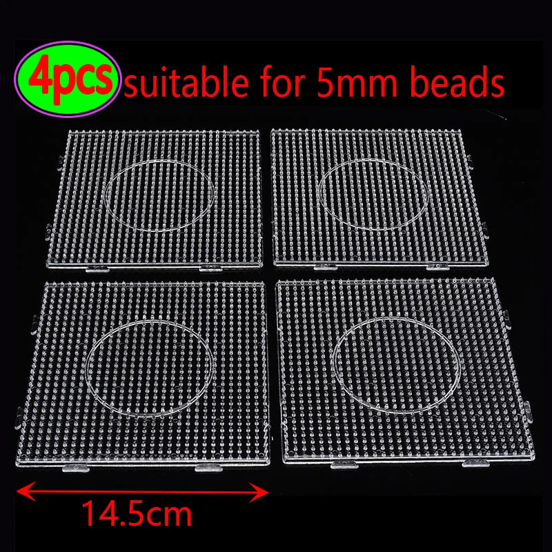 5mm Fuse Beads Pegboards Large Plastic Bead Pegboard Fuse Beads Boards with Beads Square Peg Boards Kit for Kids DIY Craft Beads