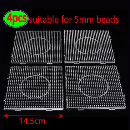 5mm Fuse Beads Pegboards Large Plastic Bead Pegboard Fuse Beads Boards with Beads Square Peg Boards Kit for Kids DIY Craft Beads
