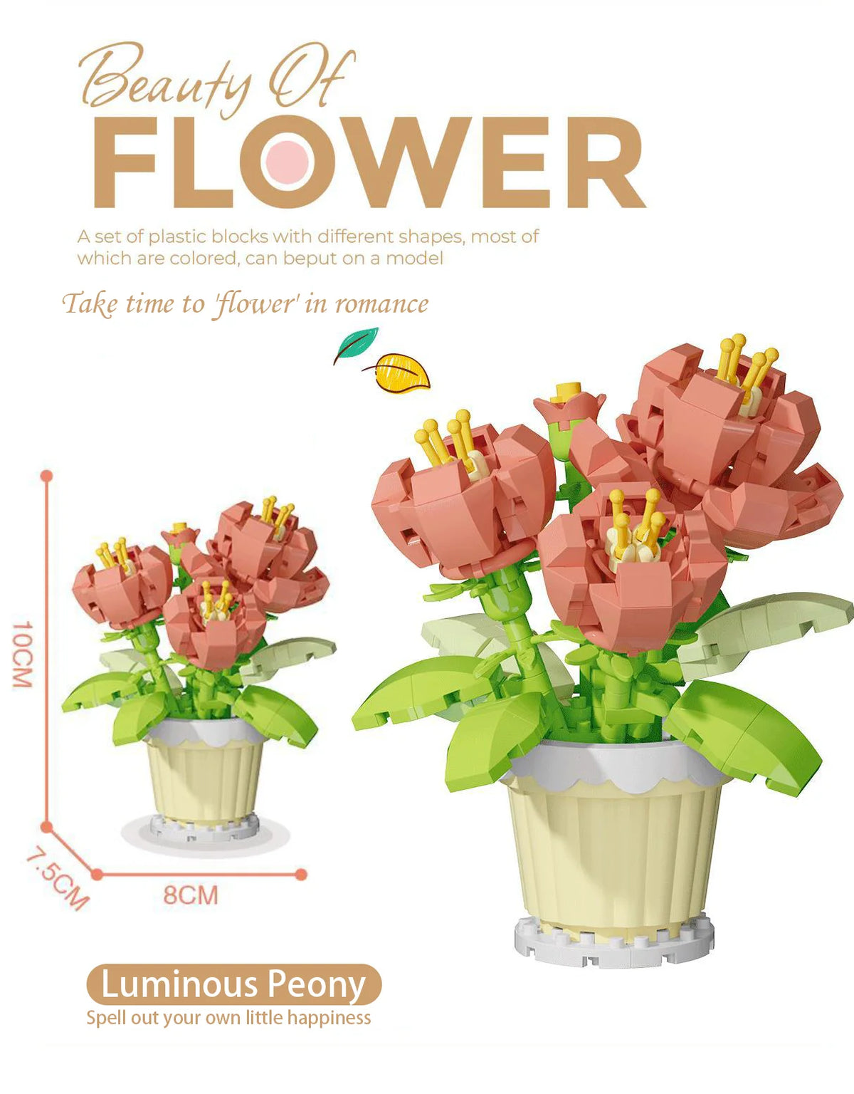 Small Particle Building Block Home Decor Series Flower Potted Plant Toys Set with Permanent Flowers Gift for Plant Arrangements