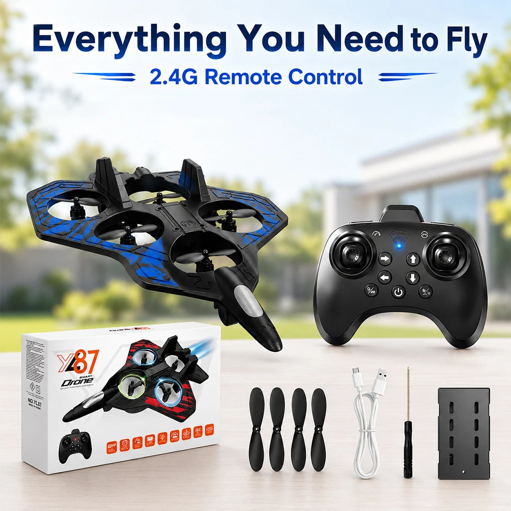 ZNLYRION YL87 EPP Foam Fighter RC Plane Fixed Altitude Hover LED Light 360 Stunt Roll Impact Resistant Kids Toy Drone