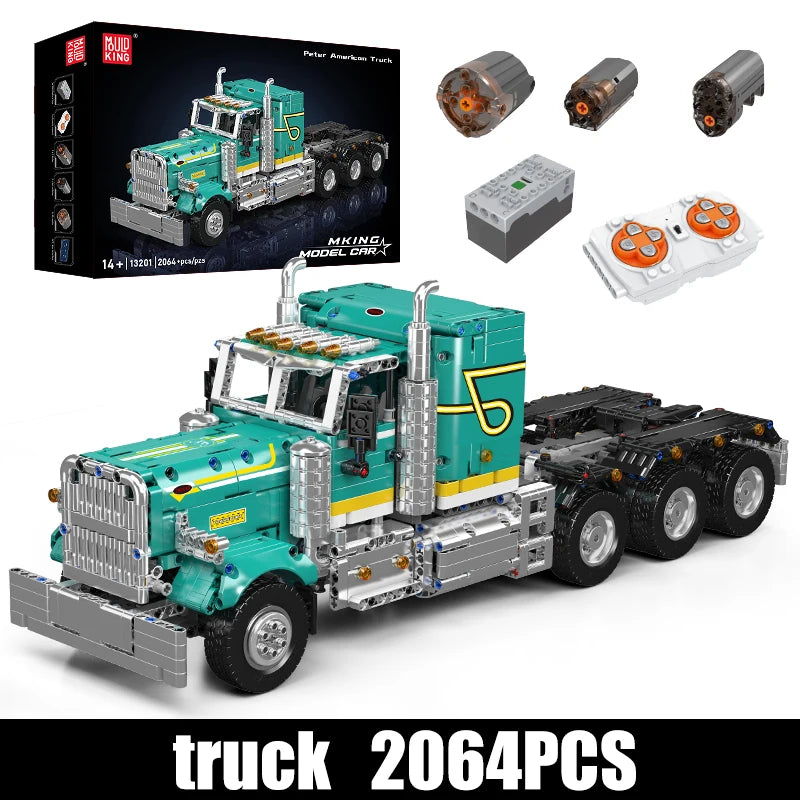 Mould King 13201 Technical Car Toys RC American Truck Building Block Motorized Enginerring Truck Brick Set Kids Christmas Gift