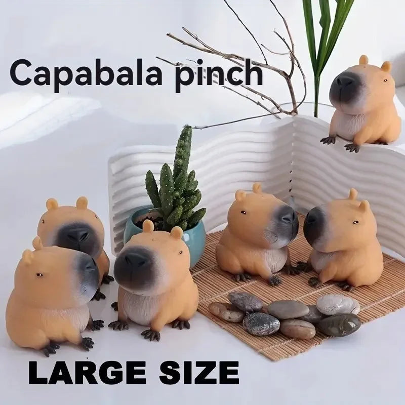 Mini Capybara Pinch Statue Stretchable Squeeze Fidget Capybara Figurines Soft Cartoon Animal Figure Home Decor Creative Gift