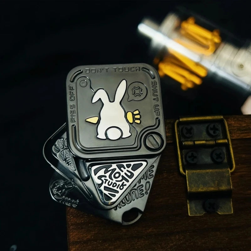 SNAP Grumpy Rabbit Fidget Spinner Tuning Fork Three Layers Magnetic Side Push Slider Metal Decompression Fingertip EDC Toy
