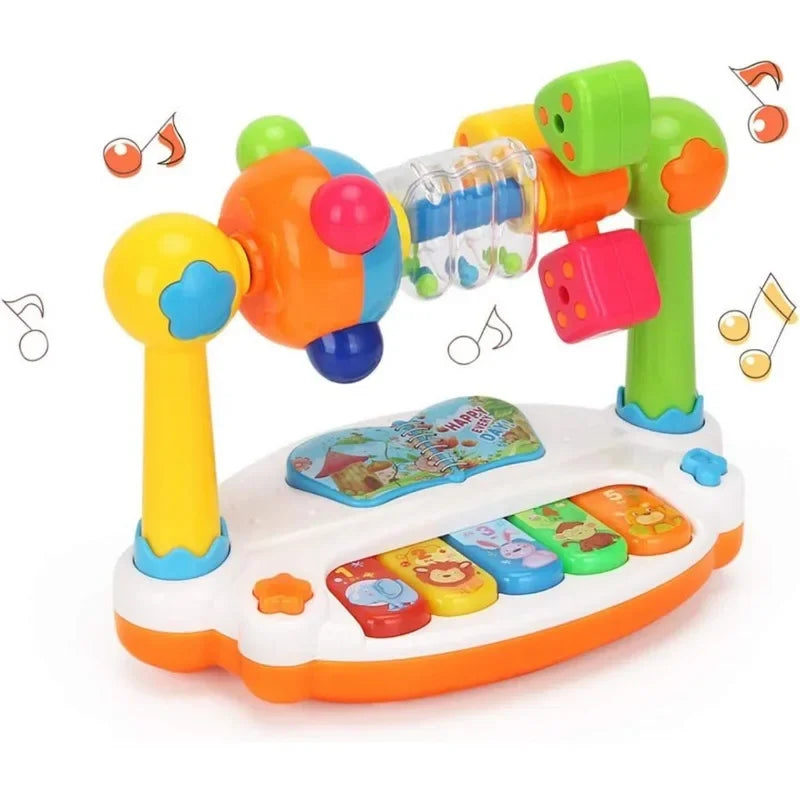 Baby Piano Toys Kids Rotating Music Piano Keyboard With Light Sound Musical Toys For Toddlers Early Educational Music Toy
