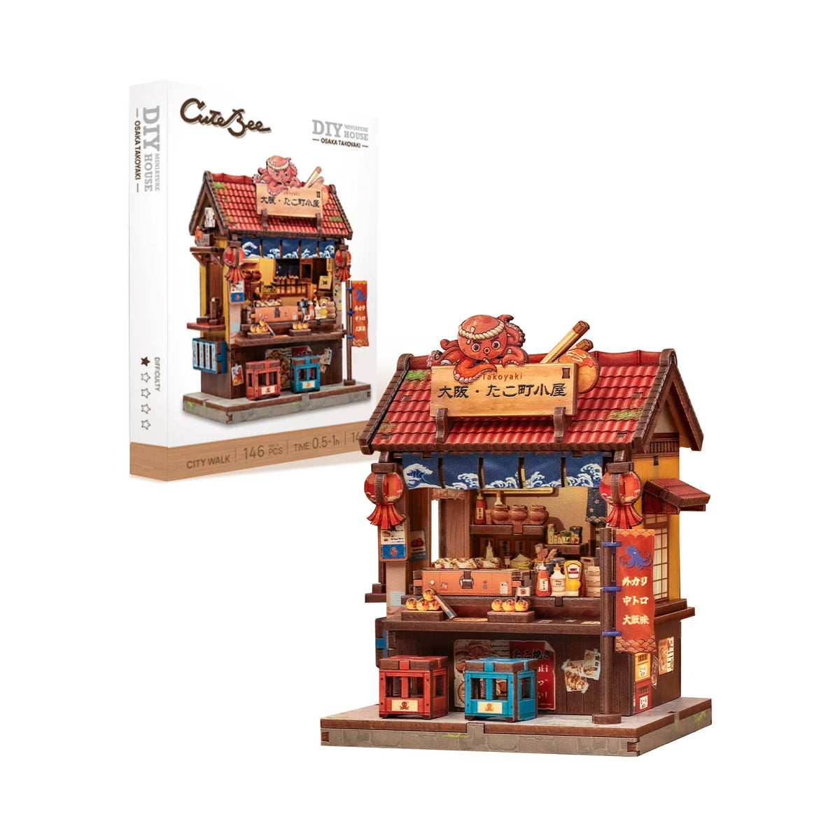 Original CUTEBEE DIY Book Nook Kit Japanese styles 3D Wooden Puzzle Mini Miniature House Bookshelf Decor Craft for Adults DIY