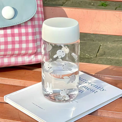 420ml Anime Miffy Rabbit Water Bottle Large Capacity Plastic Sports Water Bottle Portable Leak-proof Drinking Bottle Gifts