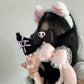 Kawaii Hello Kitty Plush Hairband My Melody Kuromi Pink Black Bow Plush Headband Cosplay Halloween Costume Hair Accessory Gift