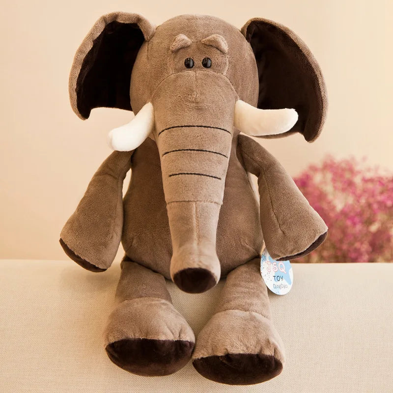 Kawaii Stuffed Plush Animals Soft Dolls Set - Jungle Lion Elephant Tiger Dog Fox Monkey Deer - Children's Gift Baby Kids Hobby