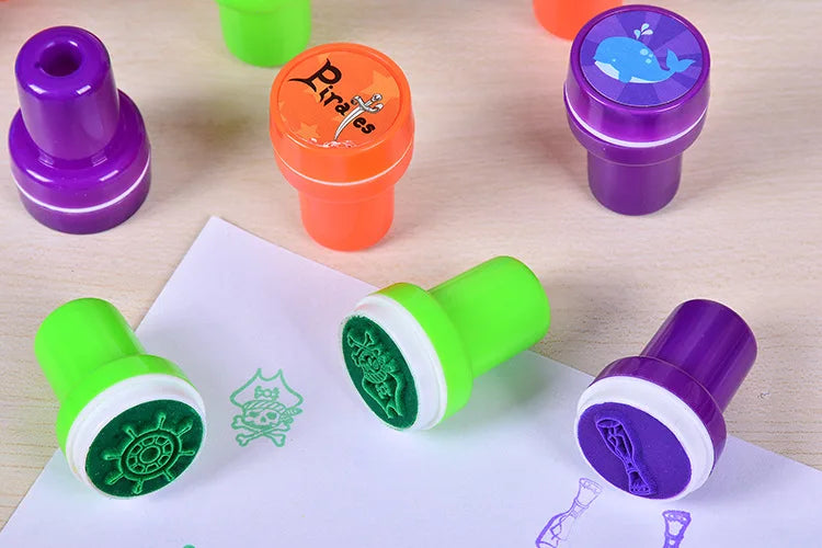10pcs Assorted Stamps for Self-ink Stamps Toy Stamps Smiley Face Seal Scrapbooking DIY Painting Photo Album Decoration