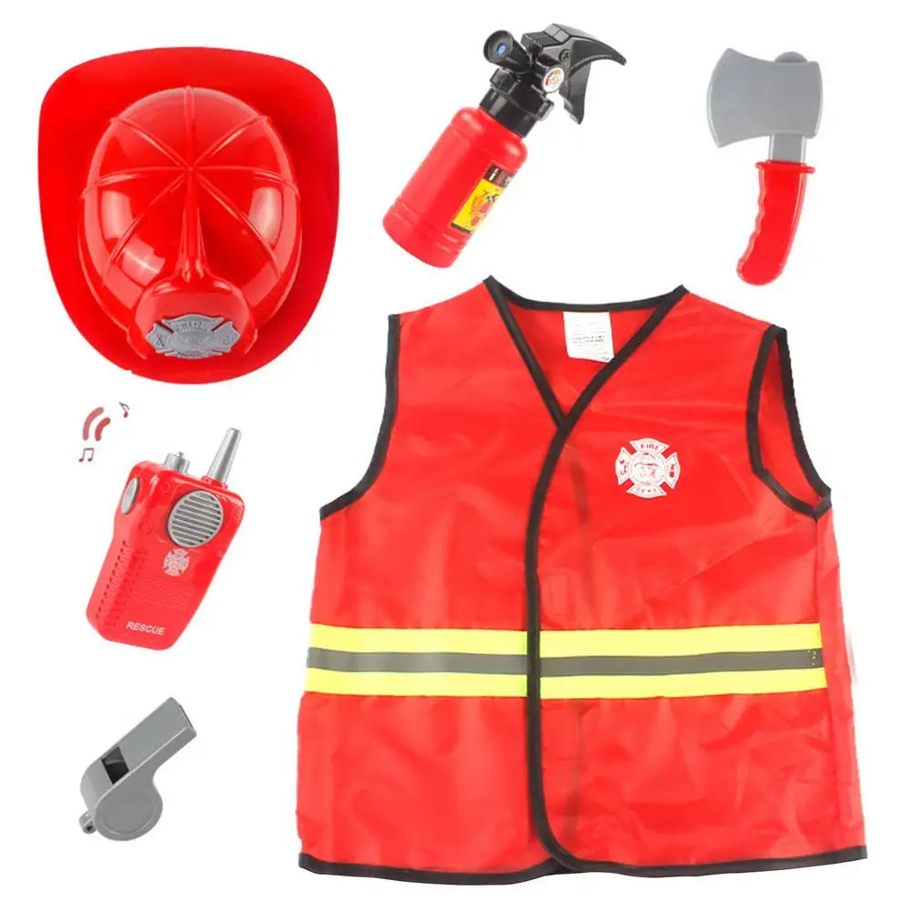 Funny Construction Worker Costume Kit Kids Boys Children Role Play Toy Set Career Costumes Heavy Worker Cosplay