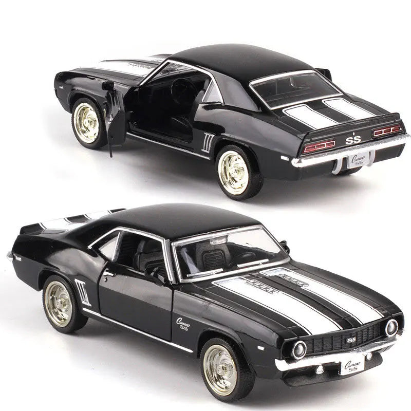 1:36 USA 1969 Alloy Car Model Vintage Matte Black Diecast Metal Car Model Toy For Collection Gift A318