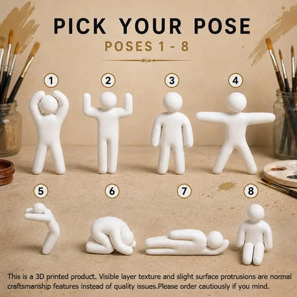 Hide & Blend Blank Little People Sculpture Kit, 8 Poses Paintable Mini Human Figurines, 3D Printed DIY Model for Home Decoration