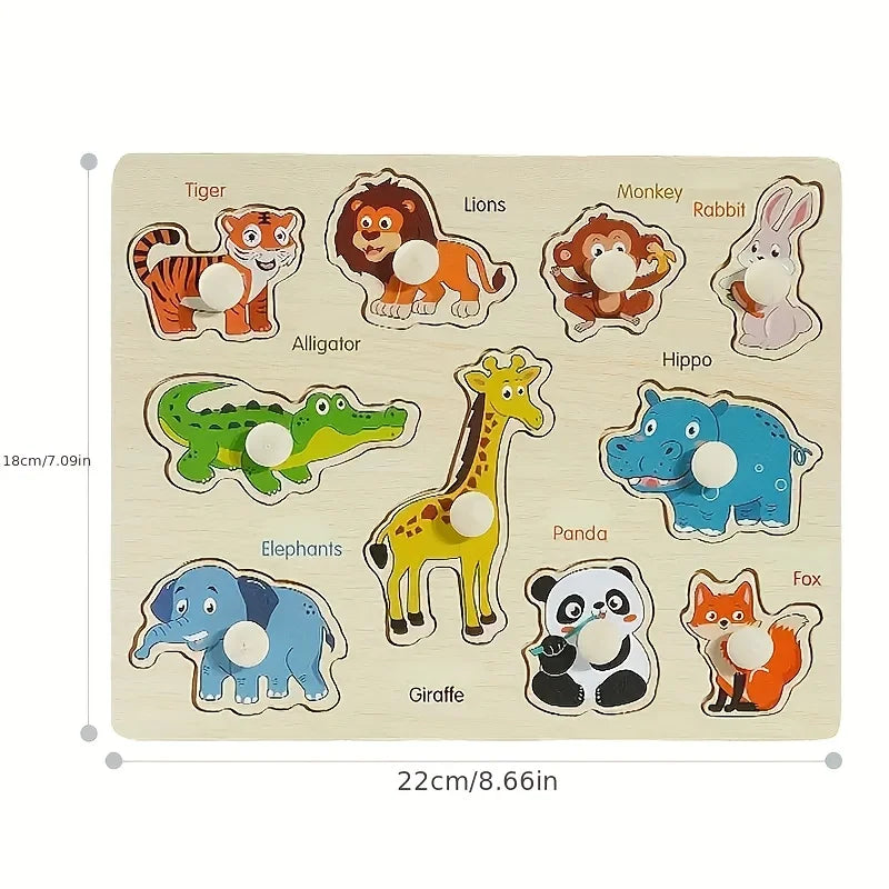 Baby Hand-Hold Puzzle Board – Montessori Wooden Shape Matching Toy for Toddlers, Early Cognitive & Motor Skills Development