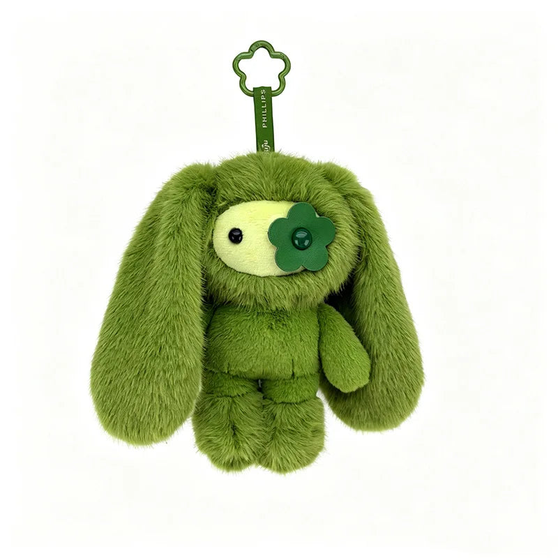 Cute Juju Rabbit Plush Keychain Flower Eye Bunny Stuffed Doll Kawaii Long Ears Animals Bag Pendant Car Keyring Toy Gift for Girl
