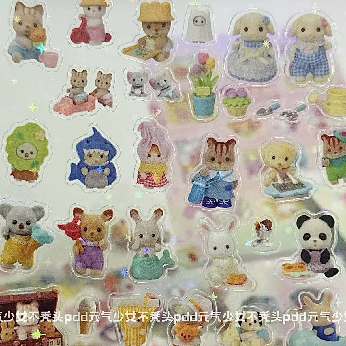 Sylvanian Families Cartoon Waterproof Stickers Pack Cute Water Bottle Laptop Skateboard Scrapbook Anime Accessories